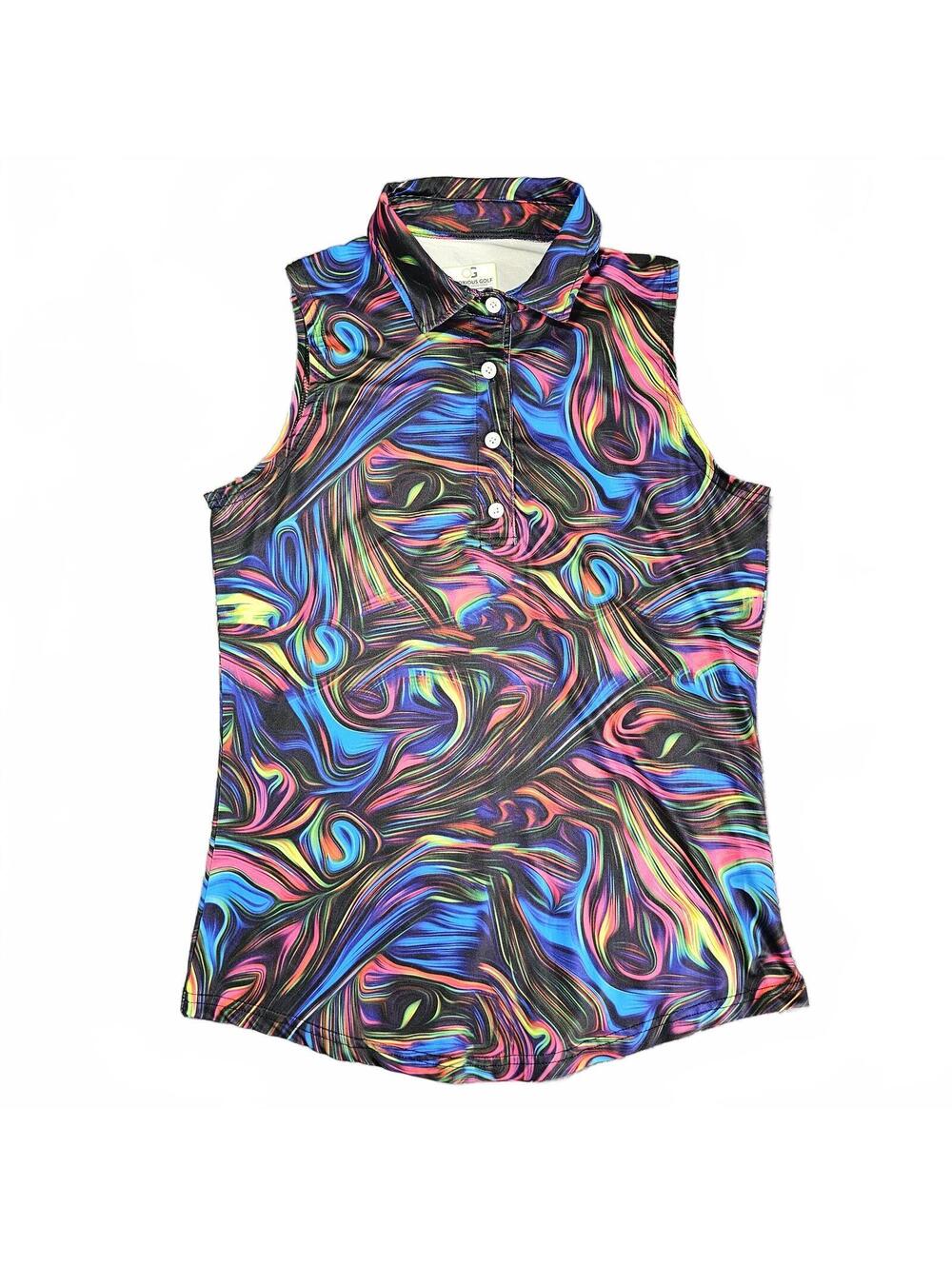 Obnoxious Golf Women's Size S Multicolor Sleeveless Golf Polo Shirt Polyester